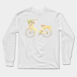 Yellow Bicycle Watercolour Painting Long Sleeve T-Shirt